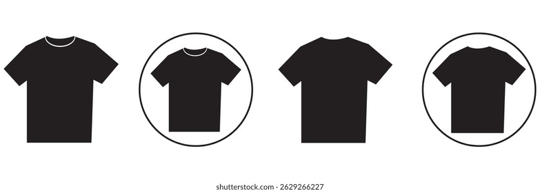 Set of t-shirt icon. Flat and line art style. Black and white illustration design eps10 
