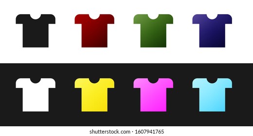 Set T-shirt icon isolated on black and white background.  Vector Illustration