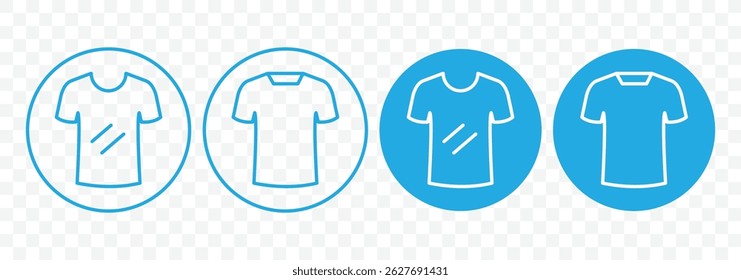 Satz von T-Shirt-Icon-Vektor. Kleiderschild. Mann oder Frau Hemd. T-Shirt Linie Symbole gesetzt. Vektorgrafik