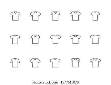 Set of T-shirt icon vector. Linear style sign for mobile concept and web design. T-shirt symbol illustration.