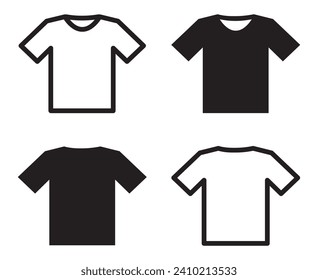 Juego de iconos de camisetas. Camisa, camiseta, tienda de ropa. Plantilla de diseño de camisetas. Ilustración vectorial.