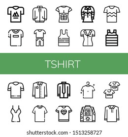 Set of tshirt icons such as T shirt, Tshirt, Long sleeve, Casual, Sleeveless shirt, Shirt, Shirts, Polo , tshirt