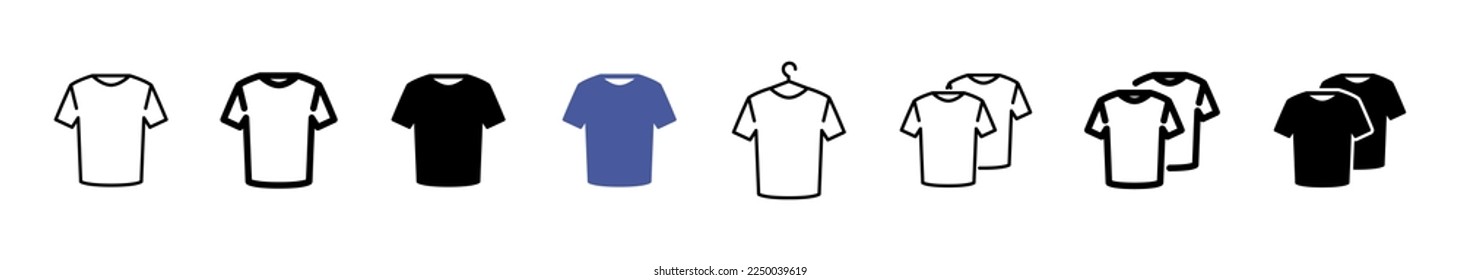 Conjunto de formas de línea T-Shirt, ilustración vectorial de diseño de línea delgada