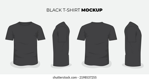 Set of t-shirt mock up design in black color for product advertising design