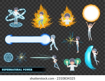 Set of t-shirt mush hair woman who demonstrate supernatural powers.It's vector art so easy to edit.