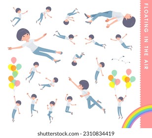 Set of t-shirt mush hair woman floating in the air.It's vector art so easy to edit.