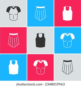 Set T-shirt, Skirt and Undershirt icon. Vector