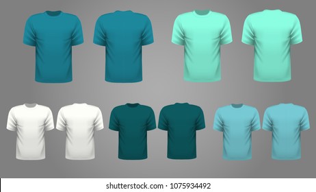 Set of T-shirt template vector, front and back view. 