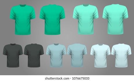 Set of T-shirt template vector, front and back view. 
