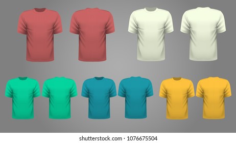 Set of T-shirt template vector, front and back view. 