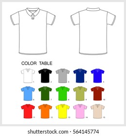 A set of T-shirts of different colors. T-shirt polo. Vector illustration.