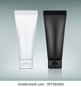 Set the tube of cream. Packaging for cosmetics. Stock vector illustration.