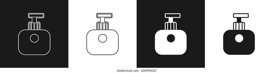 Set Tube of hand cream icon isolated on black and white background.  Vector