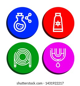 Set of tube icons such as Flask, Sun cream, Hose, Leak , tube