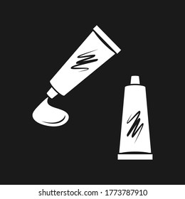 Set tube of oil paint icon. Art symbol. Vector stock ilustration. EPS 10