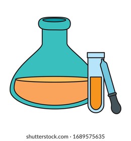 set of tube test with dropper isolated icon vector illustration design