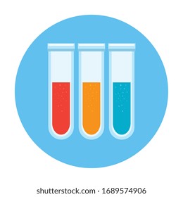 conjunto de laboratorios de ensayo de tubos en el marco circular aislado icono ilustración vectorial diseño