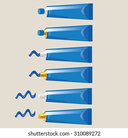 Set of tubes color blue isolated on white background.