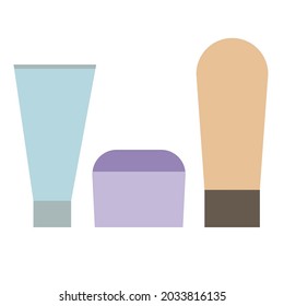 set of tubes of cosmetics on white background