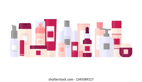 Set of tubes cosmetics. Tools for beauty and skin care. Vector, illustration isolated on white background