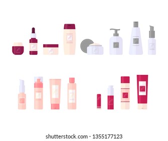 Set of tubes cosmetics. Tools for beauty and skin care. Vector, illustration isolated on white background