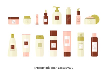 Set of tubes cosmetics. Tools for beauty and skin care. Vector, illustration isolated on white background