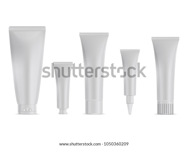 Download Set Tubes Cream Cosmetics On White Stock Vector Royalty Free 1050360209