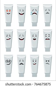 Set of tubes icons, smiling, emoji. Vector illustration.