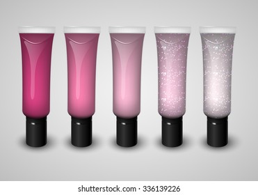 Set of tubes with lip gloss. Vector illustration.