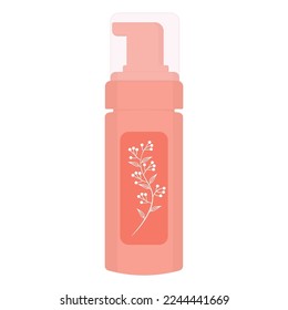 Set of tubes organic cosmetics. Collection of flowers, leaves and skincare. Vector illustration