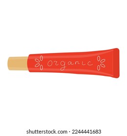 Set of tubes organic cosmetics. Collection of flowers, leaves and skincare. Vector illustration