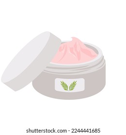 Set of tubes organic cosmetics. Collection of flowers, leaves and skincare. Vector illustration