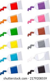 set of tubes of paint. vector illustration