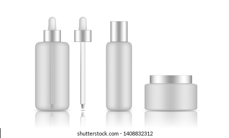 Set Of Tubes Template For Cosmetics, Cream Or Medical Ointment. Realistic Vector Mockup Isolated On White Background. Clear Plastic And Frosted Glass.