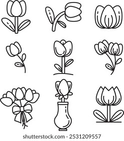 Set of Tulip Flower Icons