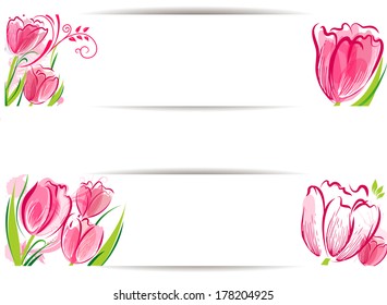 Set of tulips background 