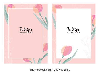 Set of tulips line arts banner. Tulips line arts plant hand drawn vector set on transparent background.Vector illustration. Tulip flower bouquet with line pattern on white