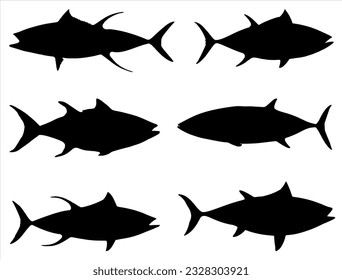 Set of Tuna Fish Silhouette Vector Art