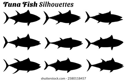 Set of Tuna Fish Silhouettes