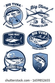 set of tuna fishing badge design