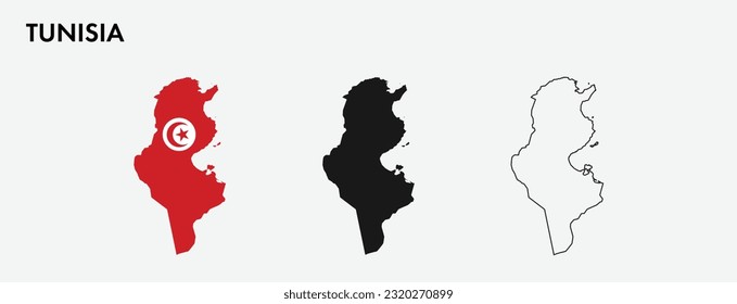 Set of Tunisia map isolated on white background, vector illustration design svg