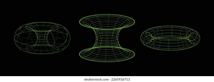 set of tunnel in wireframe illustration