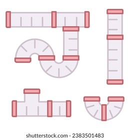 Set of tunnels or labyrinths for hamsters. Items for rodents cage. Cute cartoon doodle illustrations.