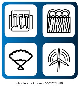 Set of turbine icons such as Hydro power, Fan, Wind turbine , turbine