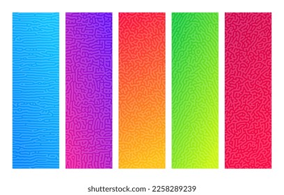 Set of turing reaction gradient backgrounds. Abstract diffusion pattern with chaotic shapes. Vector illustration
