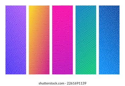 Conjunto de fondos de gradiente de reacción de silueta. Patrón de difusión abstracta con formas caóticas. Ilustración del vector