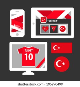 Set of Turkey flag 