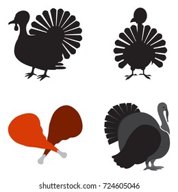 Set of turkey icons on a white background, Vector illustration