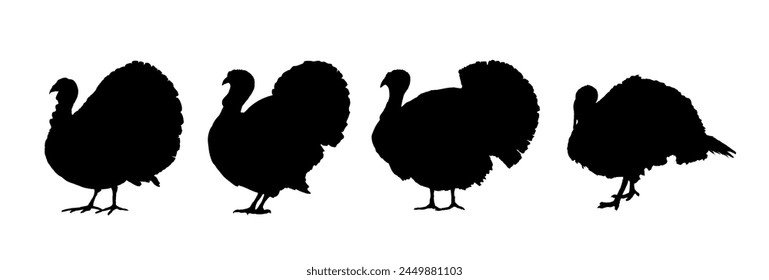 Set of turkey silhouette - vector illustration	