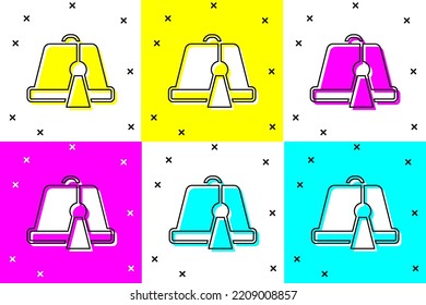 Set Turkish hat icon isolated on color background.  Vector